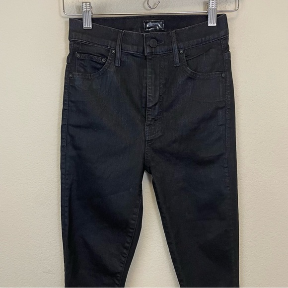MOTHER The Swooner Ankle Wet Paint Skinny Jeans Black Size 25 - Picture 7 of 14
